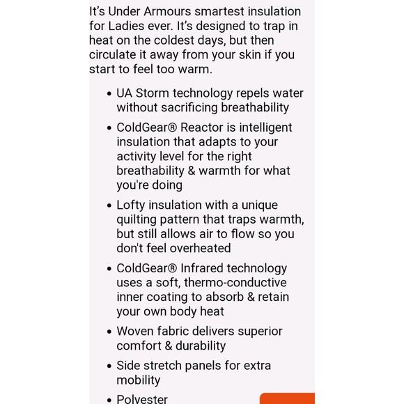 Under Armour Vest Women's XL Coldgear Reactor Quilted Loose Fit Hand Pockets NNT - Picture 14 of 16